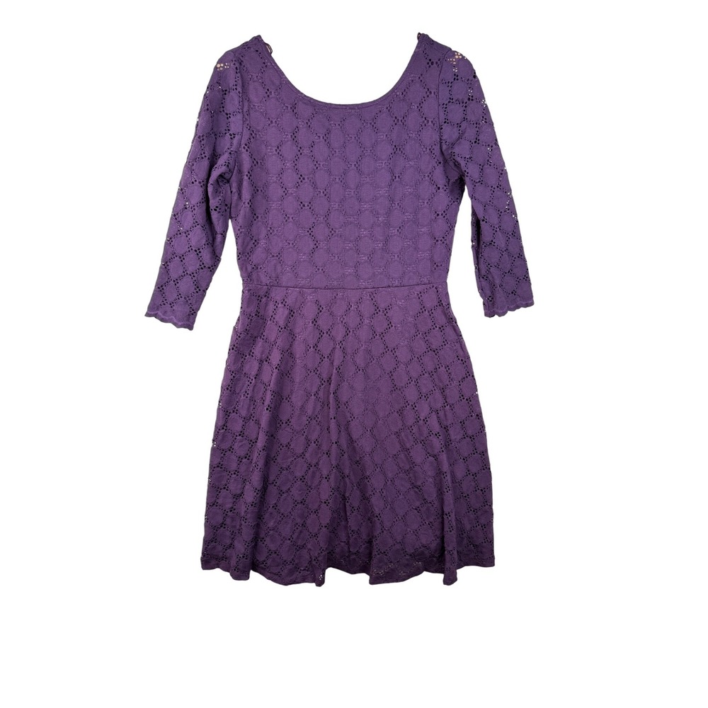Ronni Nicole Lace Fit & Flare 3/4 Sleeve Mini Dress size 10 Purple
